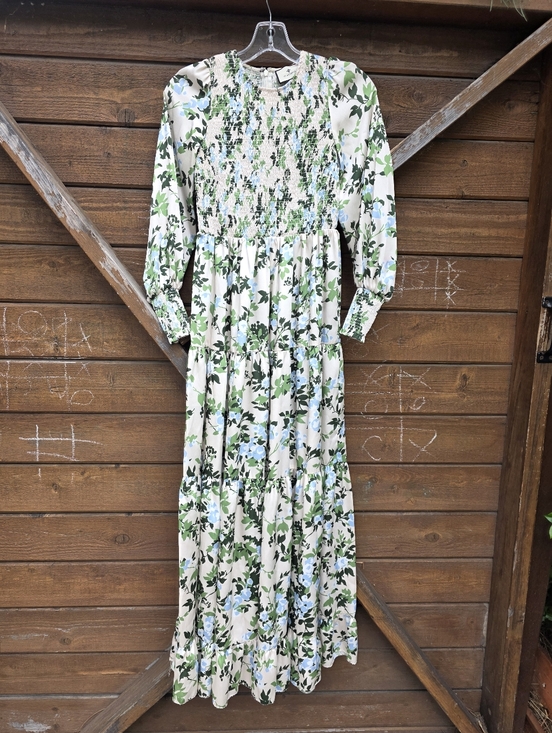 Tuckernuck English Ivy Floral Long-Sleeve  Maxi Dress in Cream and Green Size XS - Picture 4 of 7